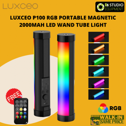 Luxceo P100 RGB Portable Magnetic 2000mAh LED Photo Video Light Wand Tube Light Wireless Remote